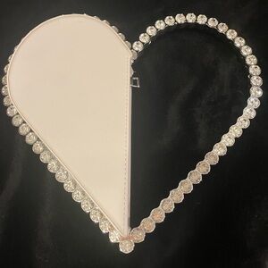 Heart-Shaped White and Silver Clutch